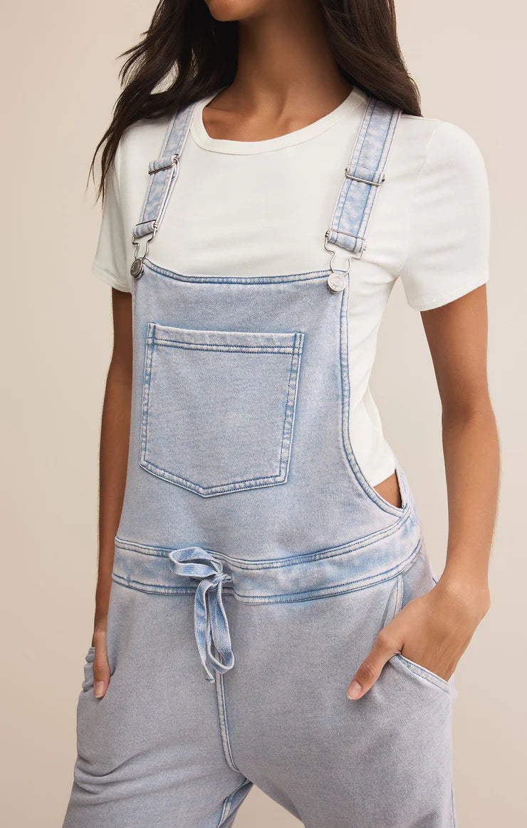 Knit Denim Overalls