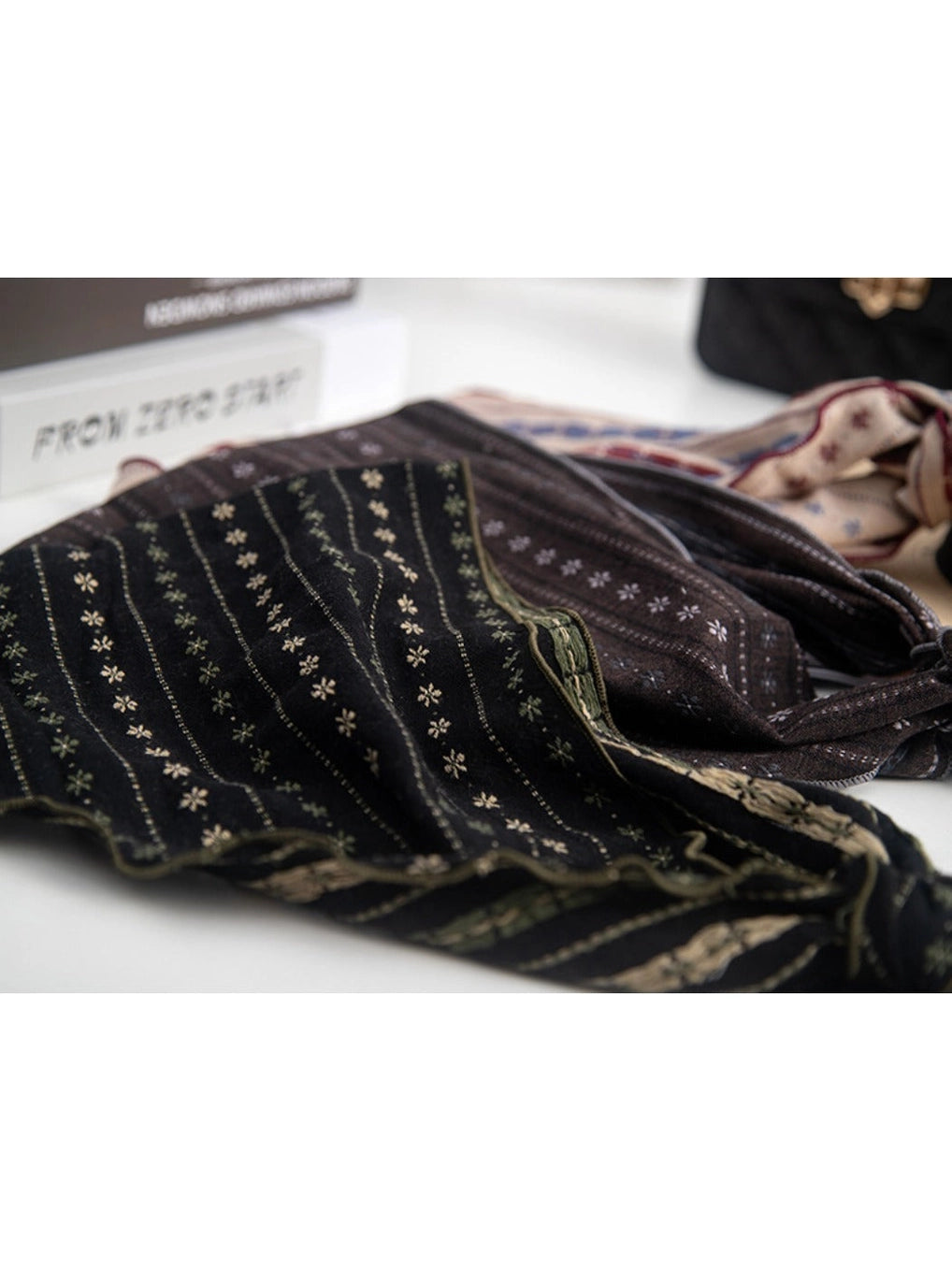 Vintage Embroidered Triangle Scarf