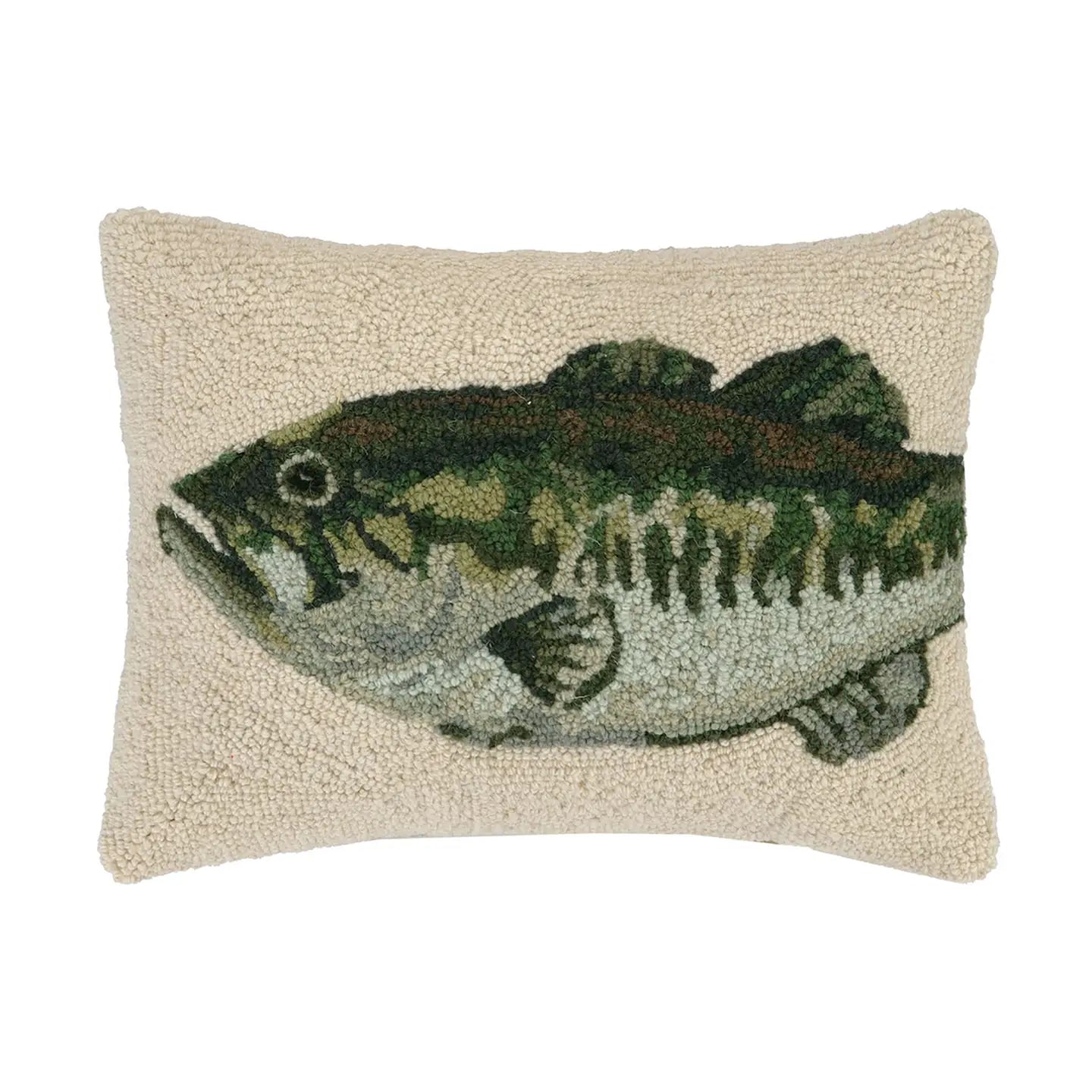 Bass Hooked Pillow