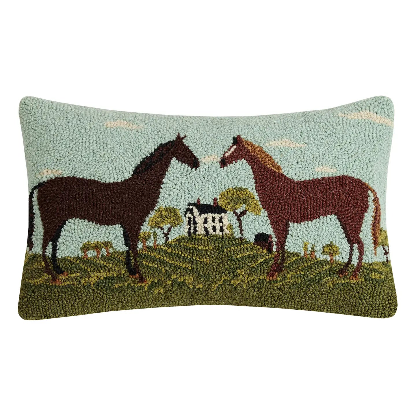 Horses Hooked Pillow