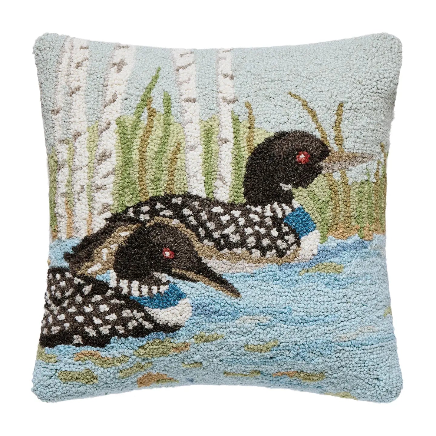 Loon Lake Hooked Pillow