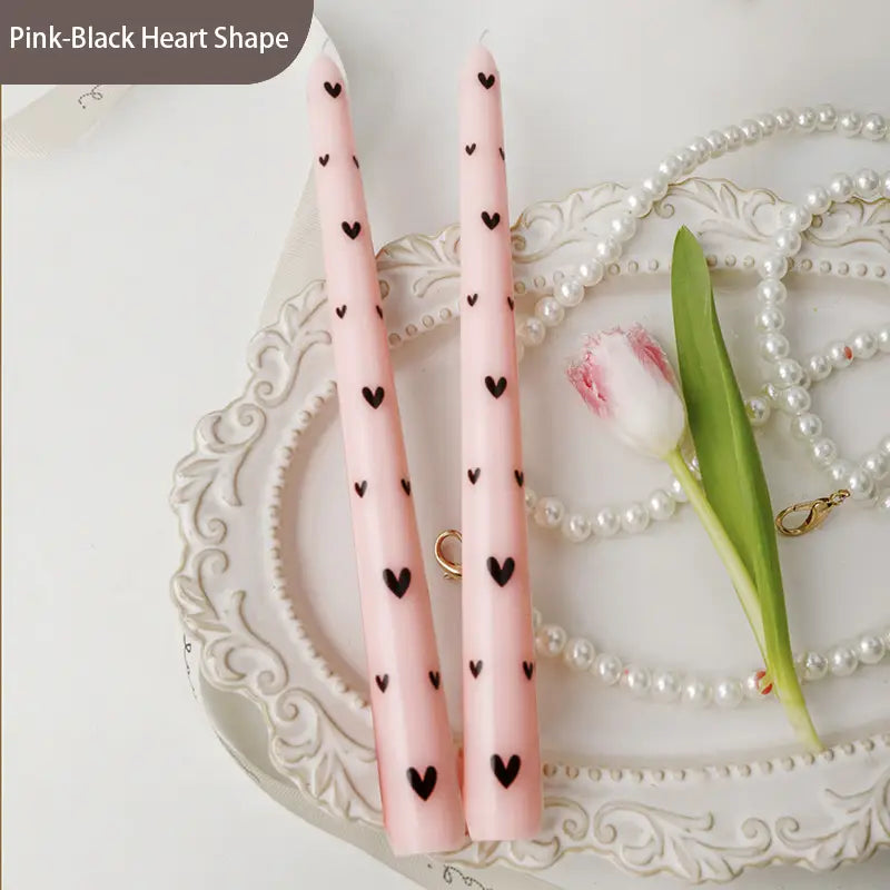 French Printed Heart Candles