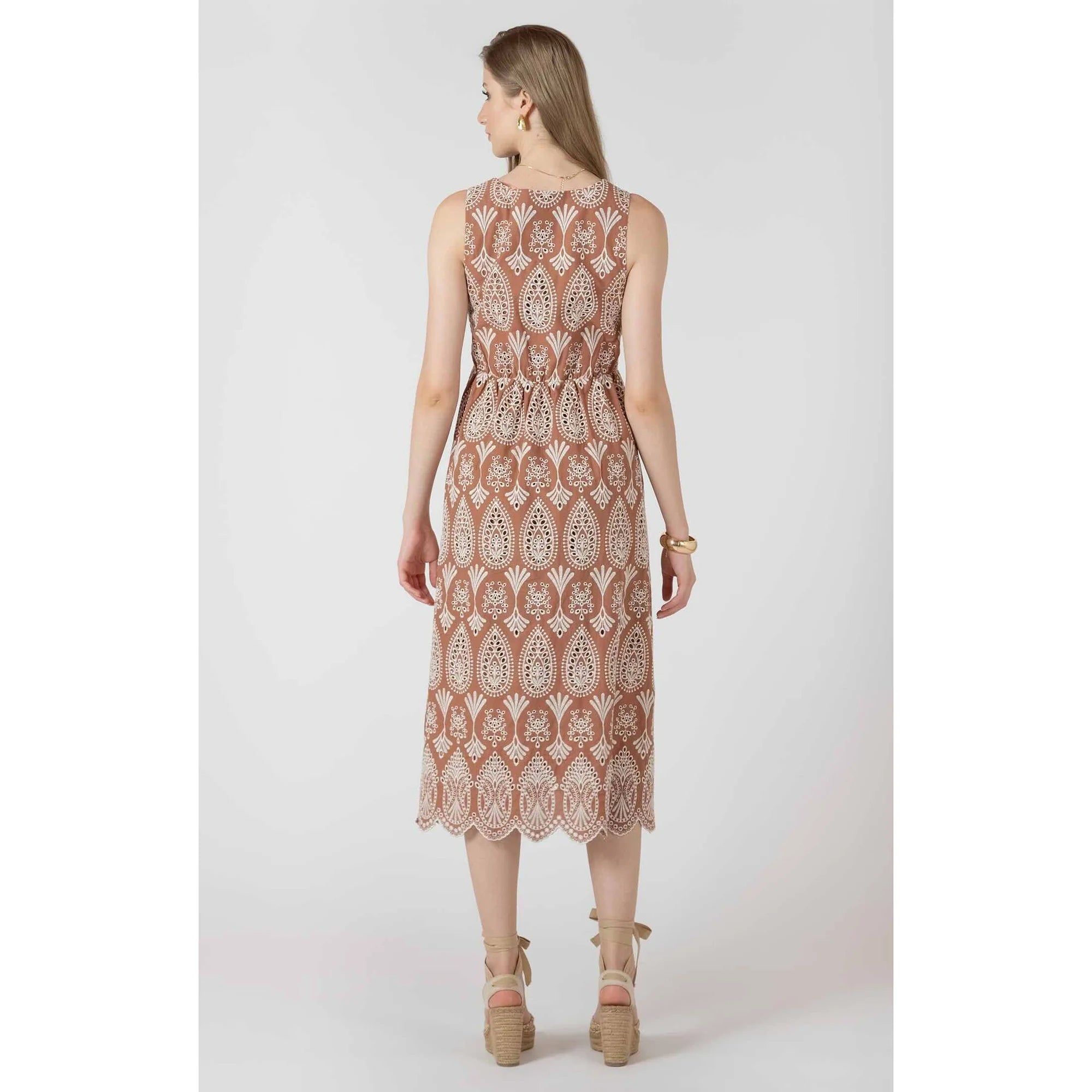 V Neck Eyelet Dress
