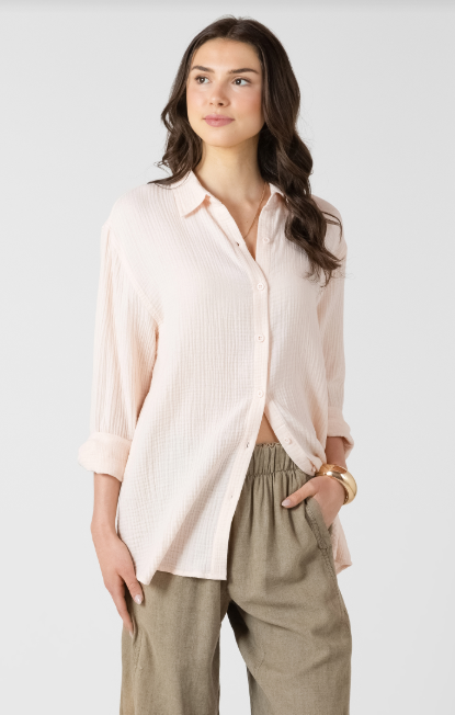 Textured Button Front Blouse