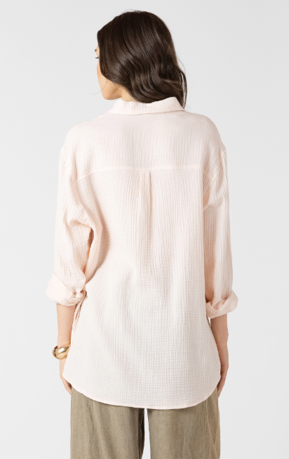 Textured Button Front Blouse