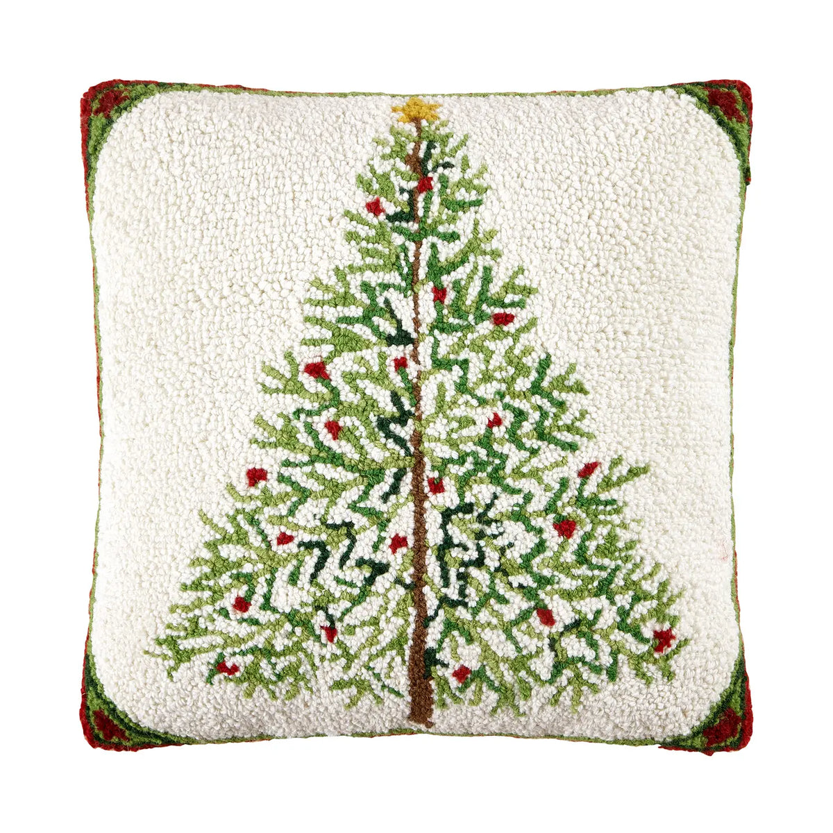 Holiday Pine Hooked Pillow