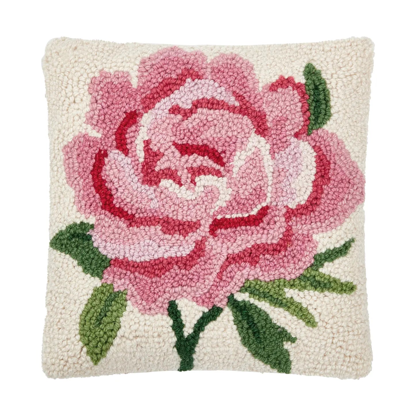 Pink Peony Hooked Pillow