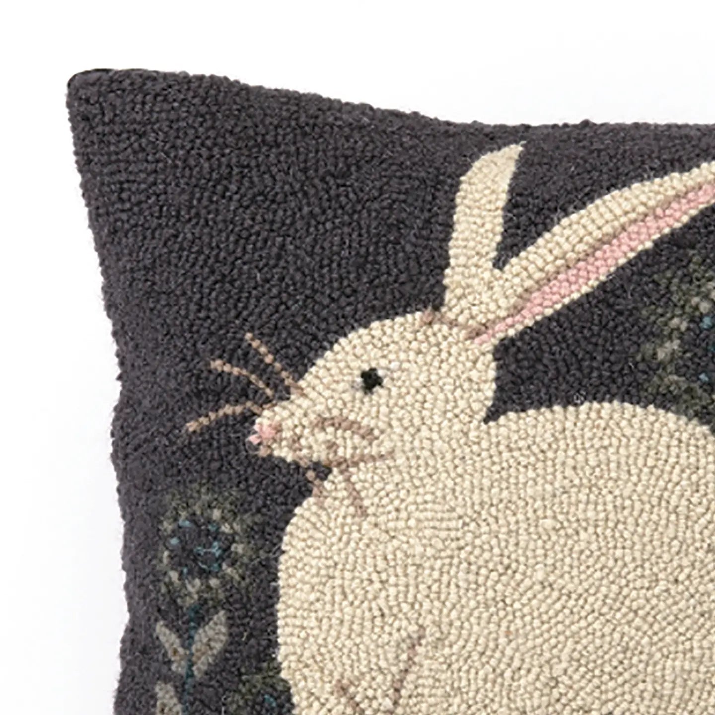 Hare with Sunflowers Hooked Pillow