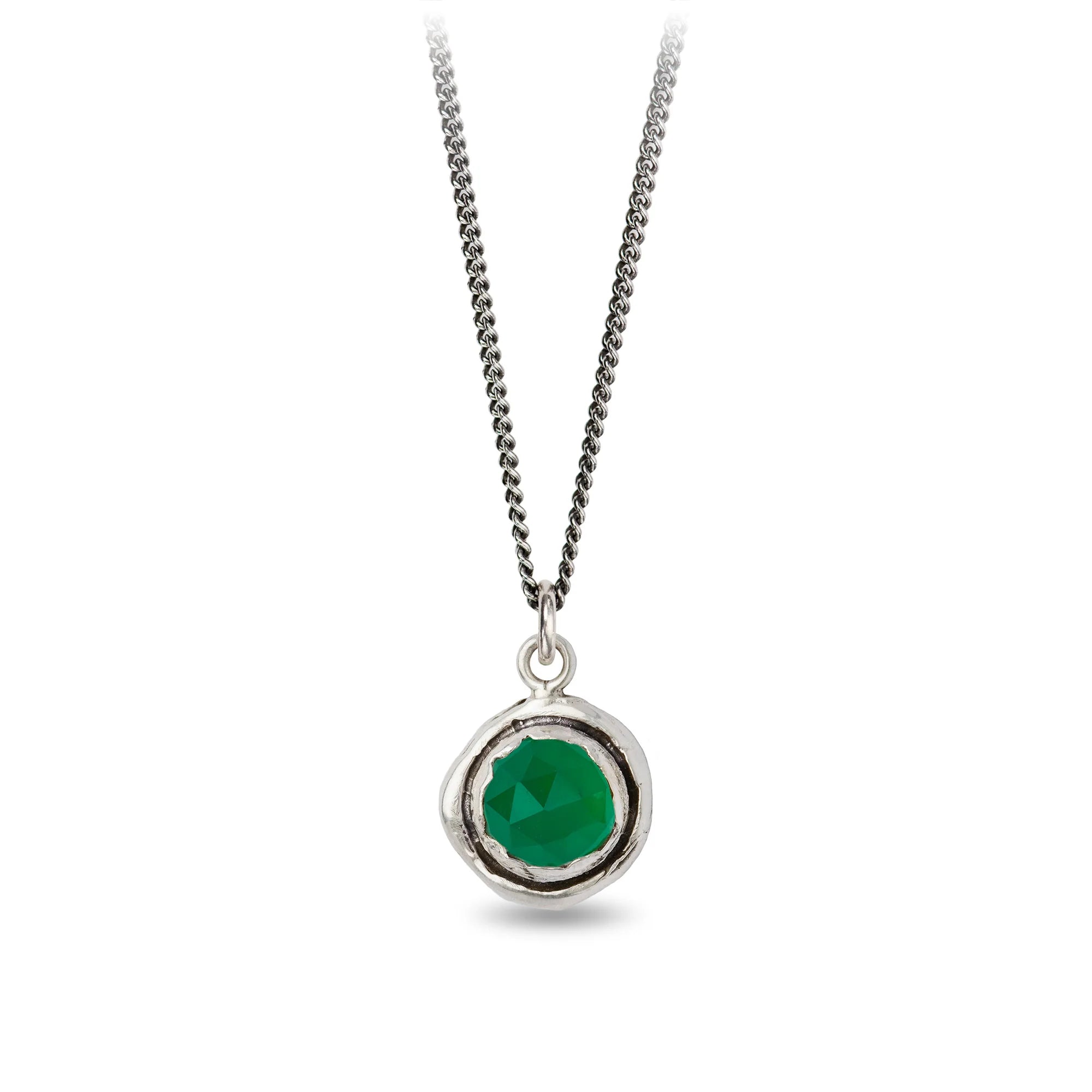 Green Onyx Faceted Small Stone Charm Necklace