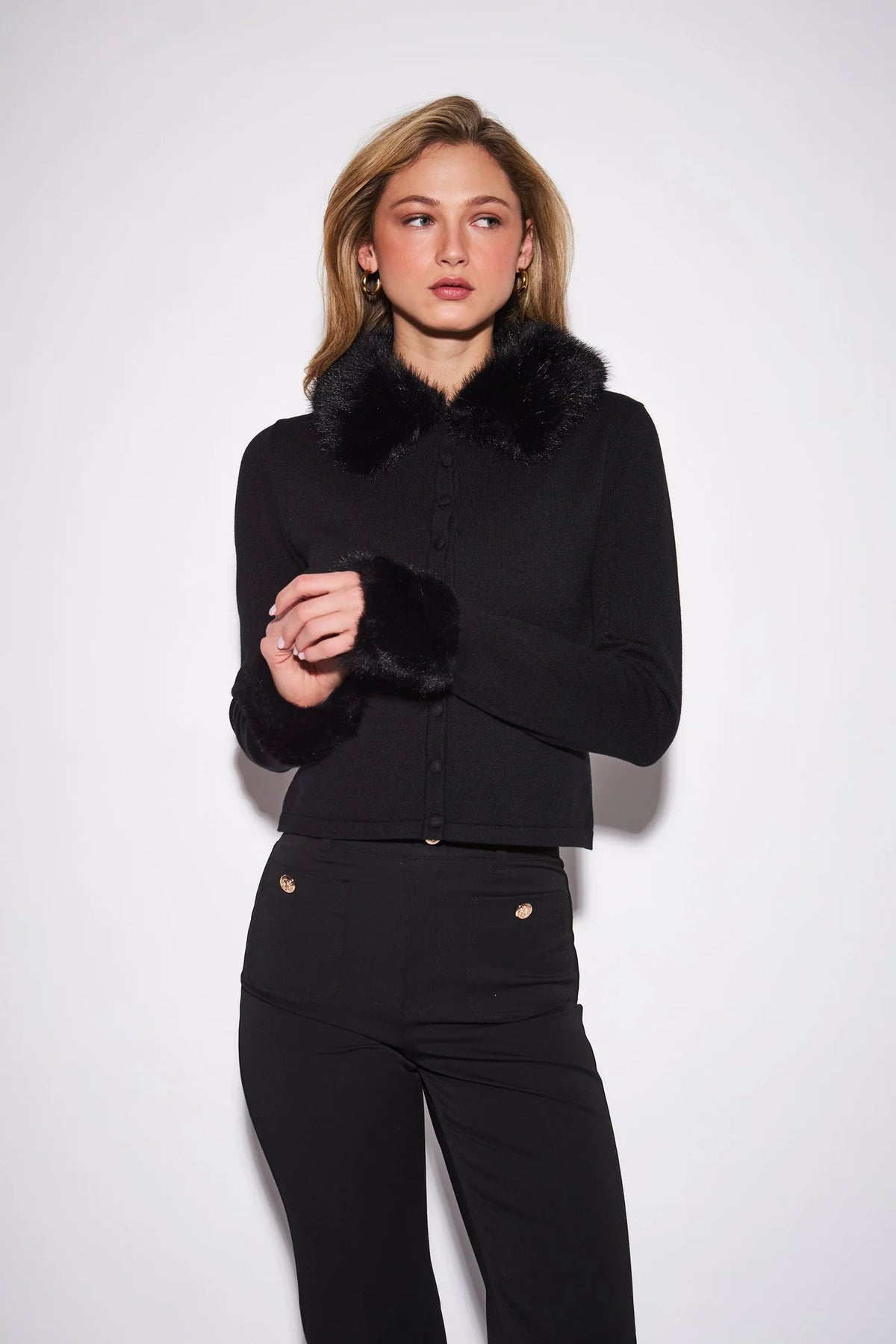 Clementine Knit Cardigan w Removable Fur