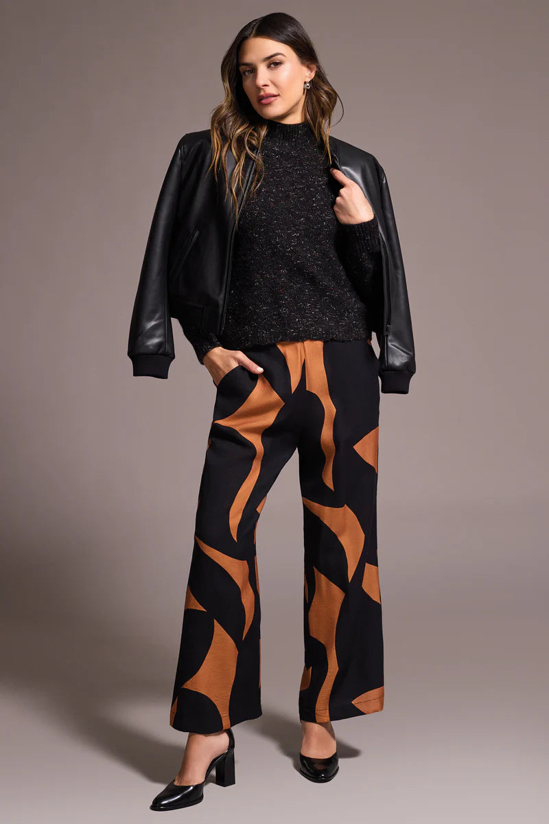 FLOWY ABSTRACT FLARE LEG PANTS