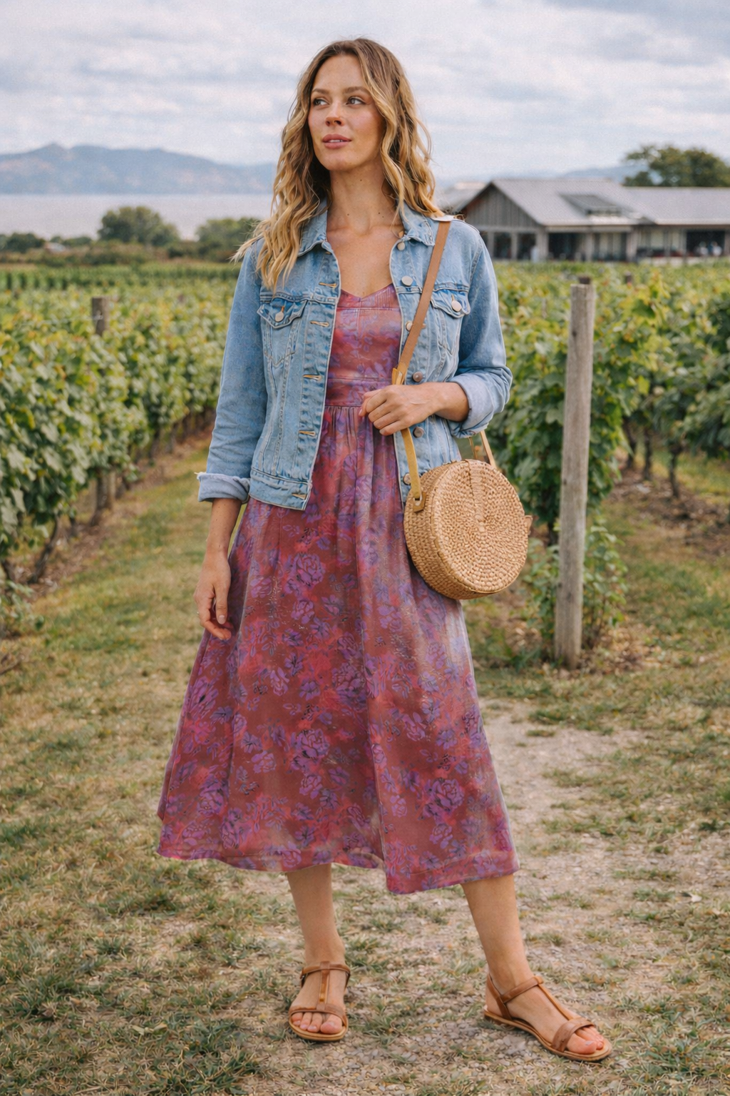 Floral Glow Fitted Bodice Midi Dress