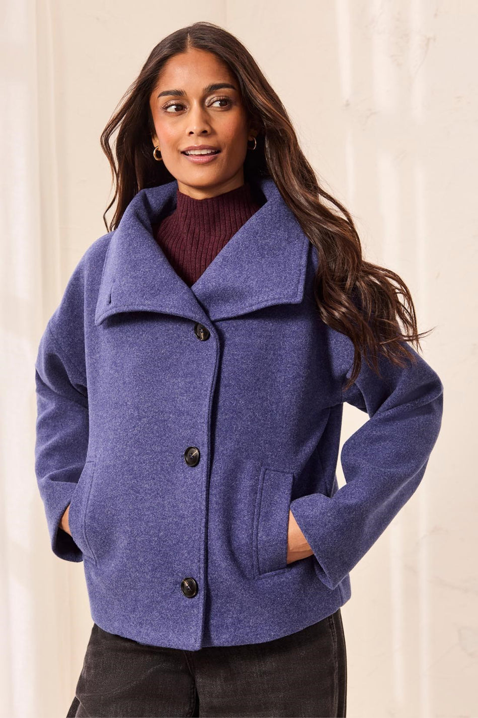 Lofty Knit Funnel Neck Coat