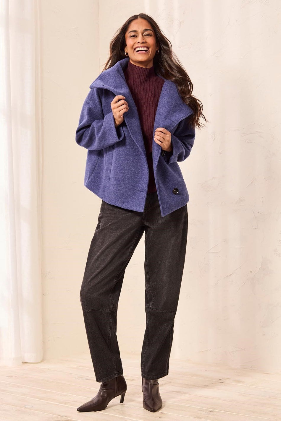 Lofty Knit Funnel Neck Coat