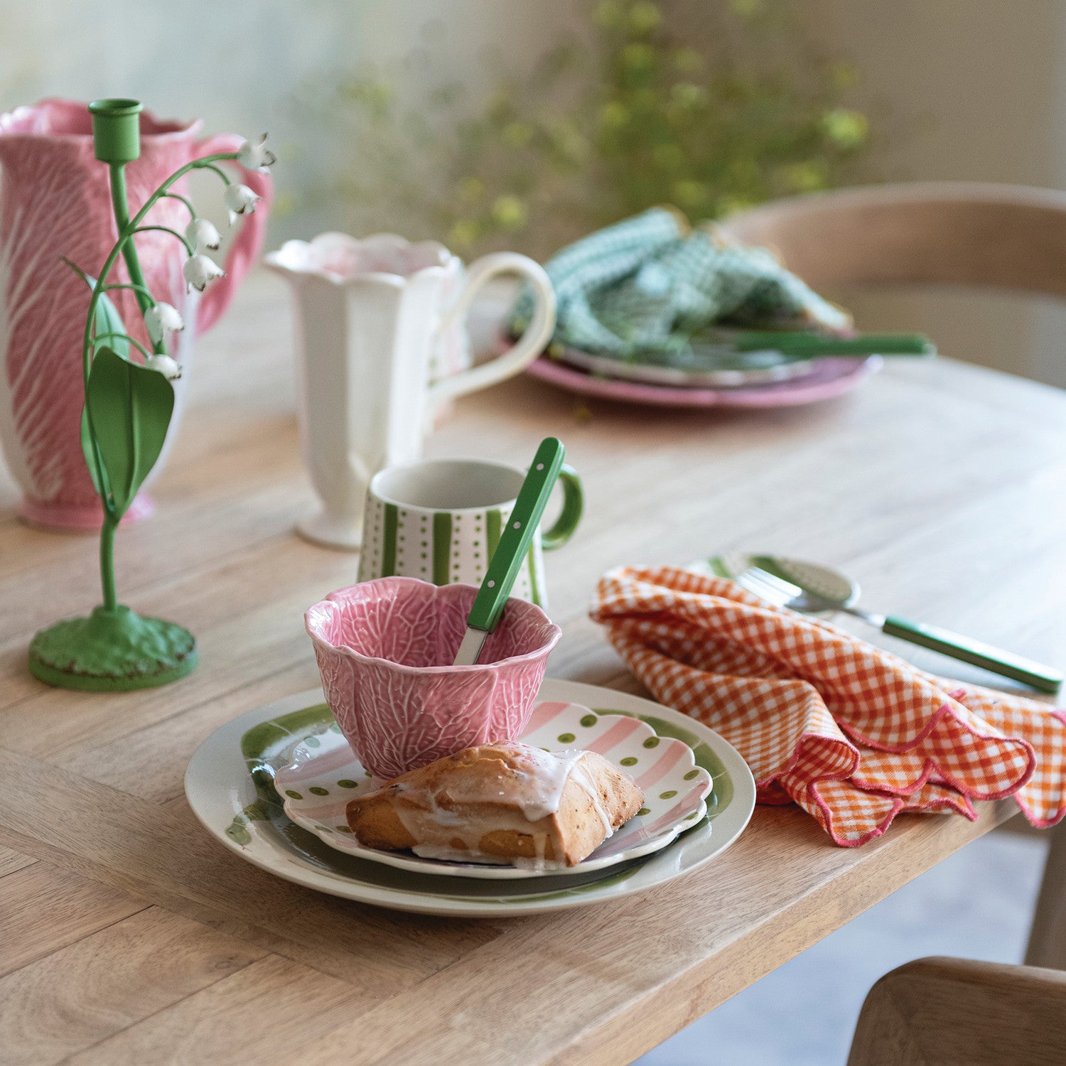 Gingham Cotton Scalloped Edge Napkins S/4