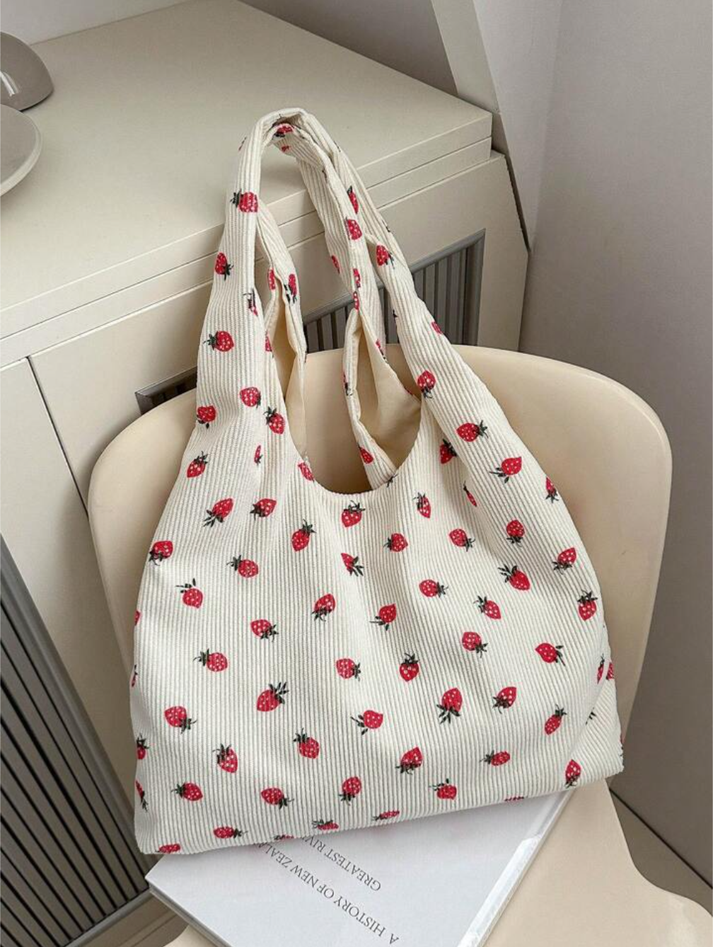 Berlin Cord Strawberry Tote