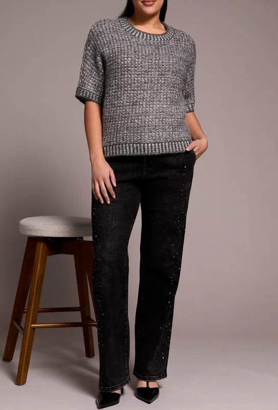 Crew Neck Cap Sleeve Sweater