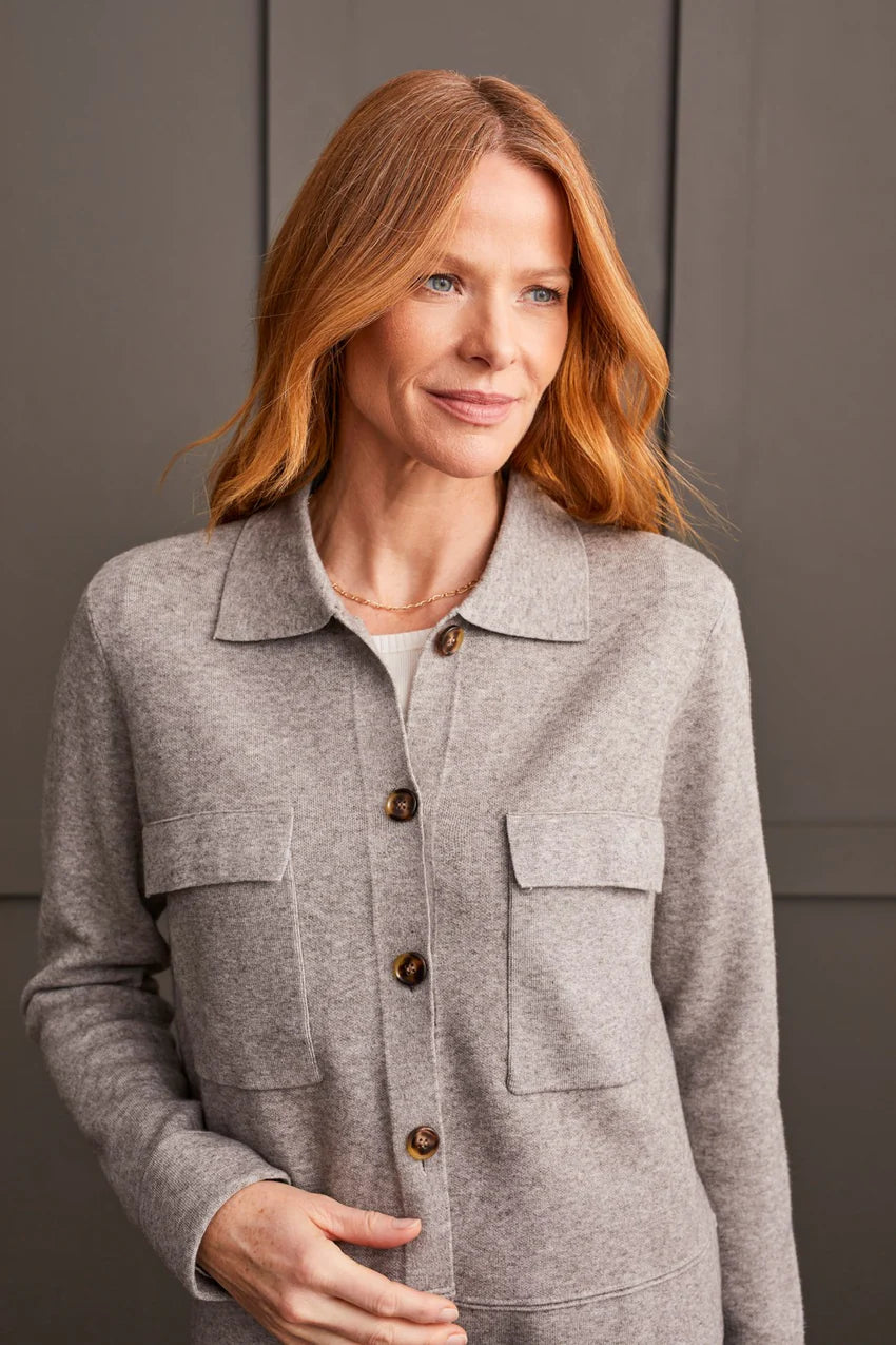 Double Knit Collared Sweater Cardigan