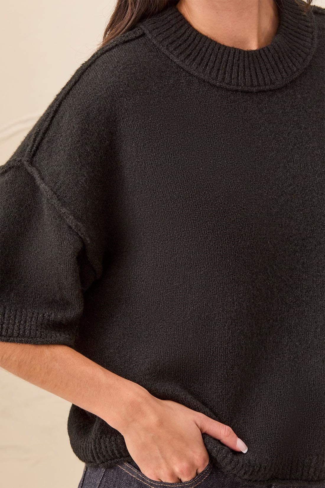 Lofty Elbow Sleeve Crew Sweater