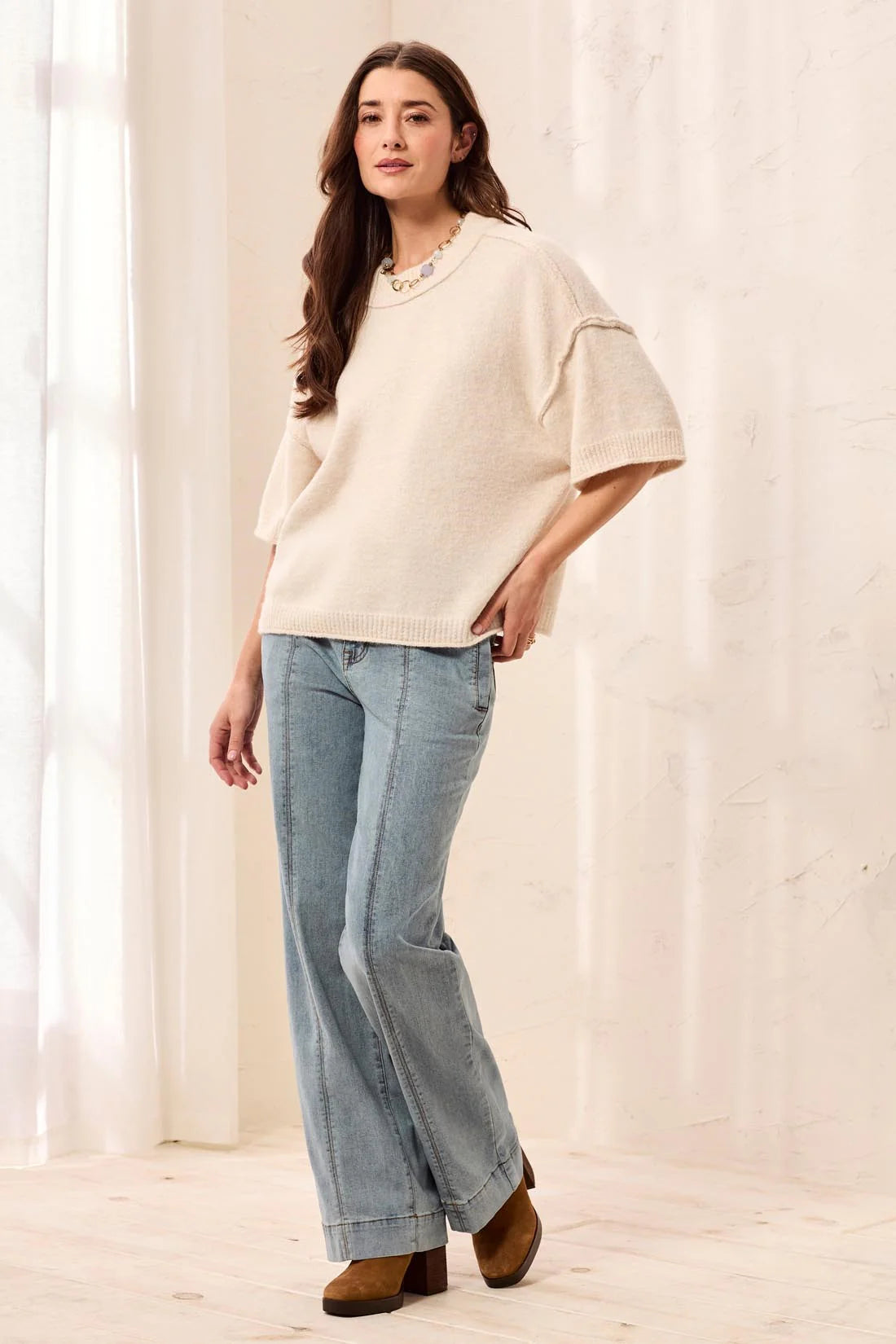 Lofty Elbow Sleeve Crew Sweater