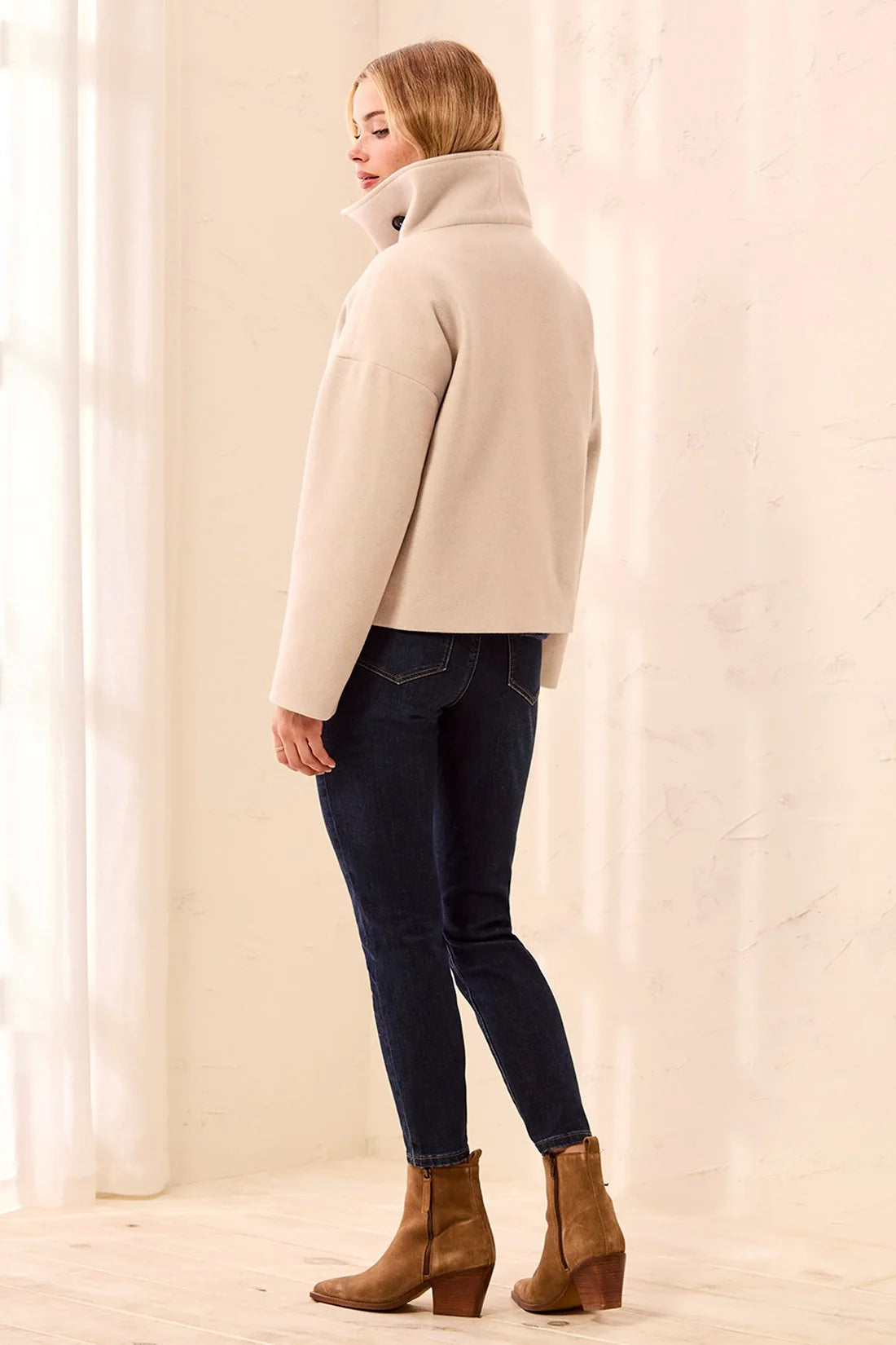 Lofty Knit Funnel Neck Coat