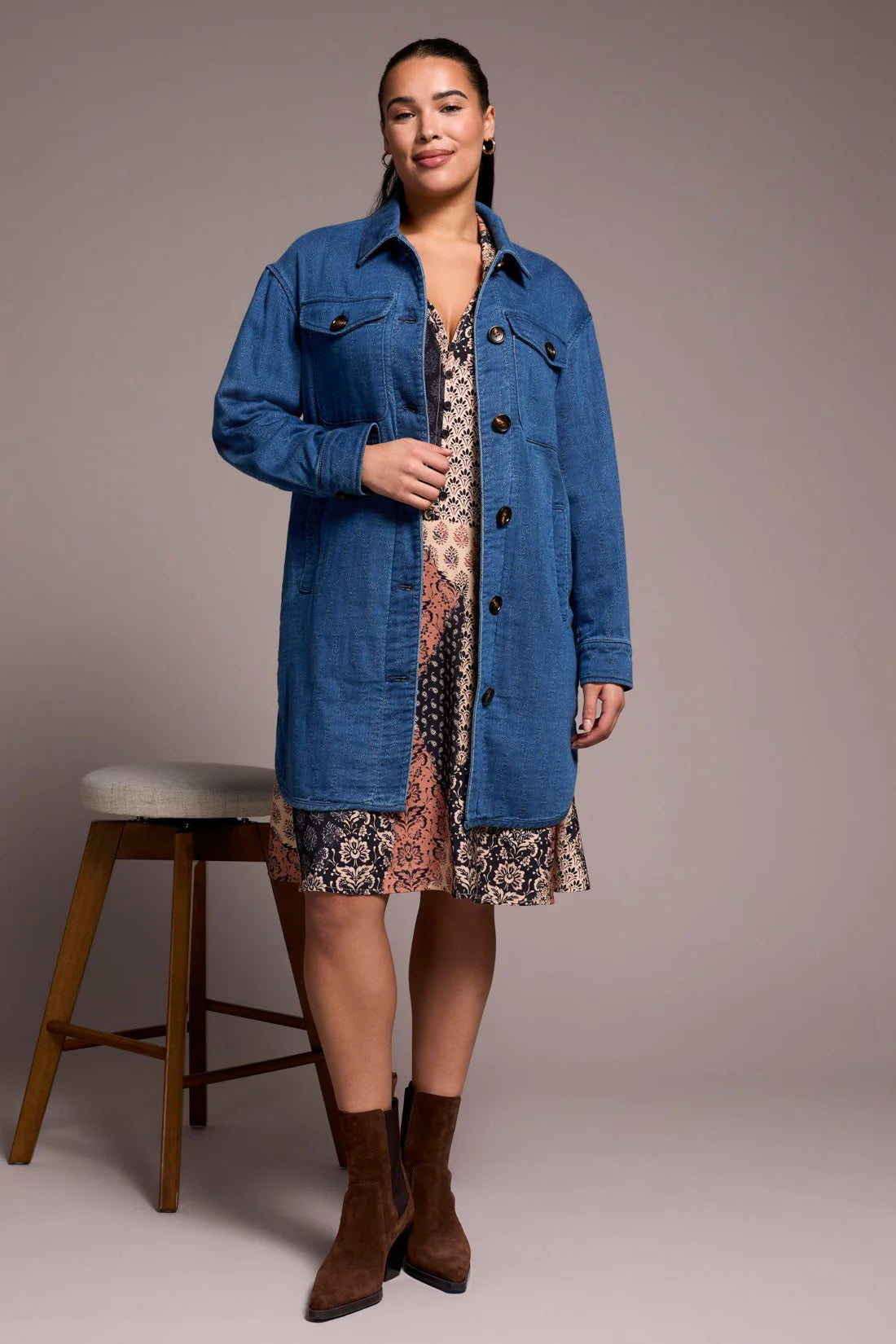 Quilted Cotton Button Front Shacket