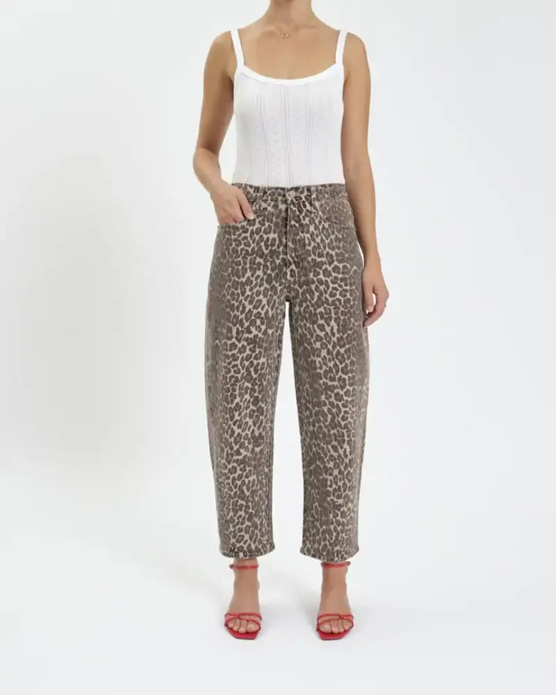 Leopard Westward Barrel Leg Jean