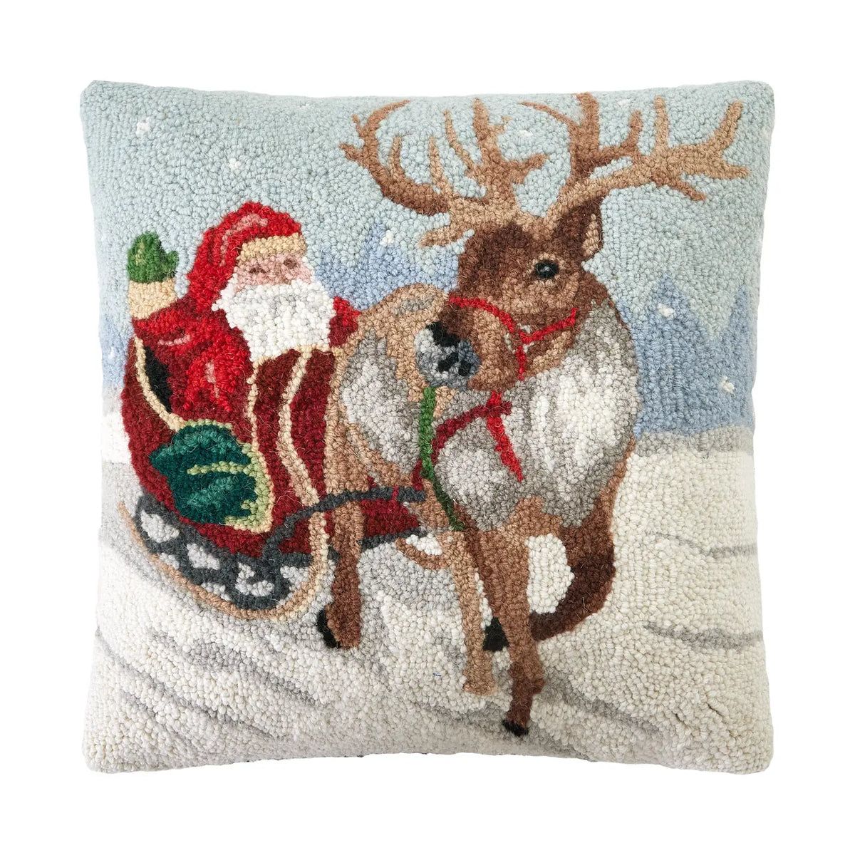 Hello Santa Hooked Pillow