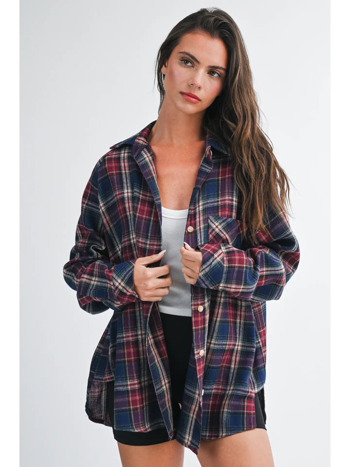 Oversized Plaid Button Down Shirt