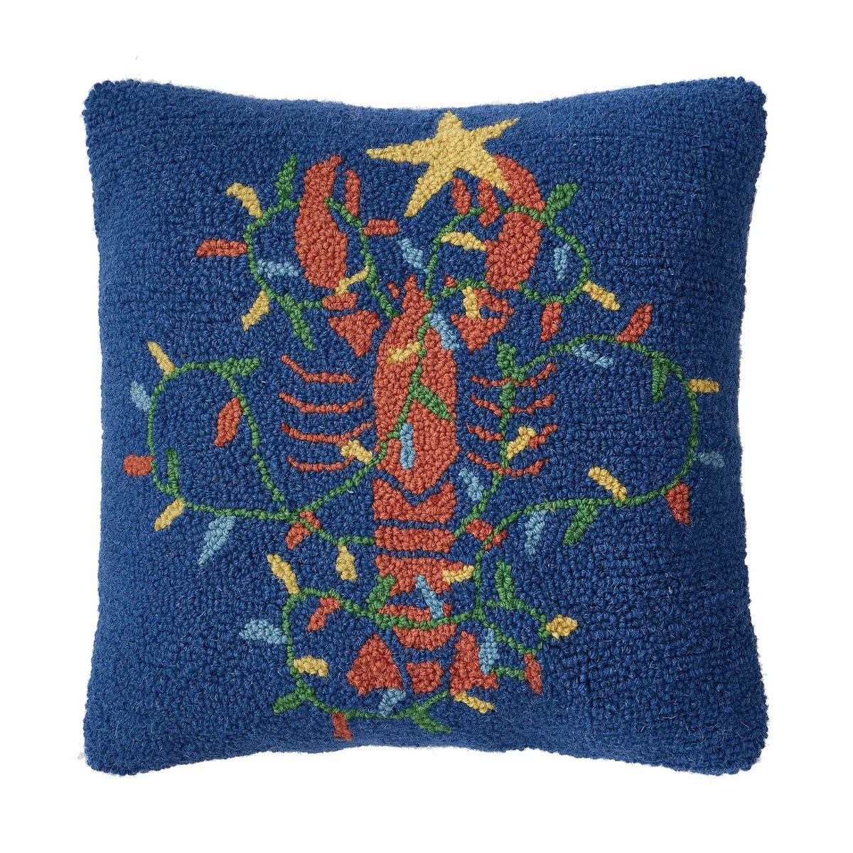 Lobster Lights Hooked Pillow