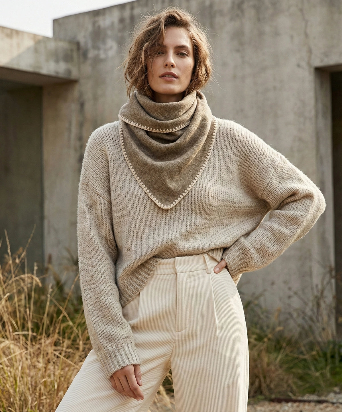 Knitted Triangle Shawl Wrap