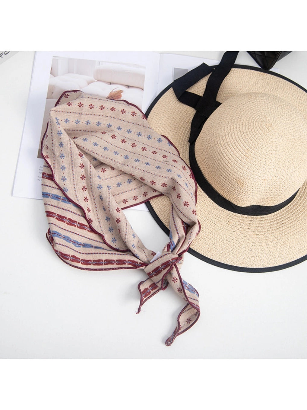 Vintage Embroidered Triangle Scarf