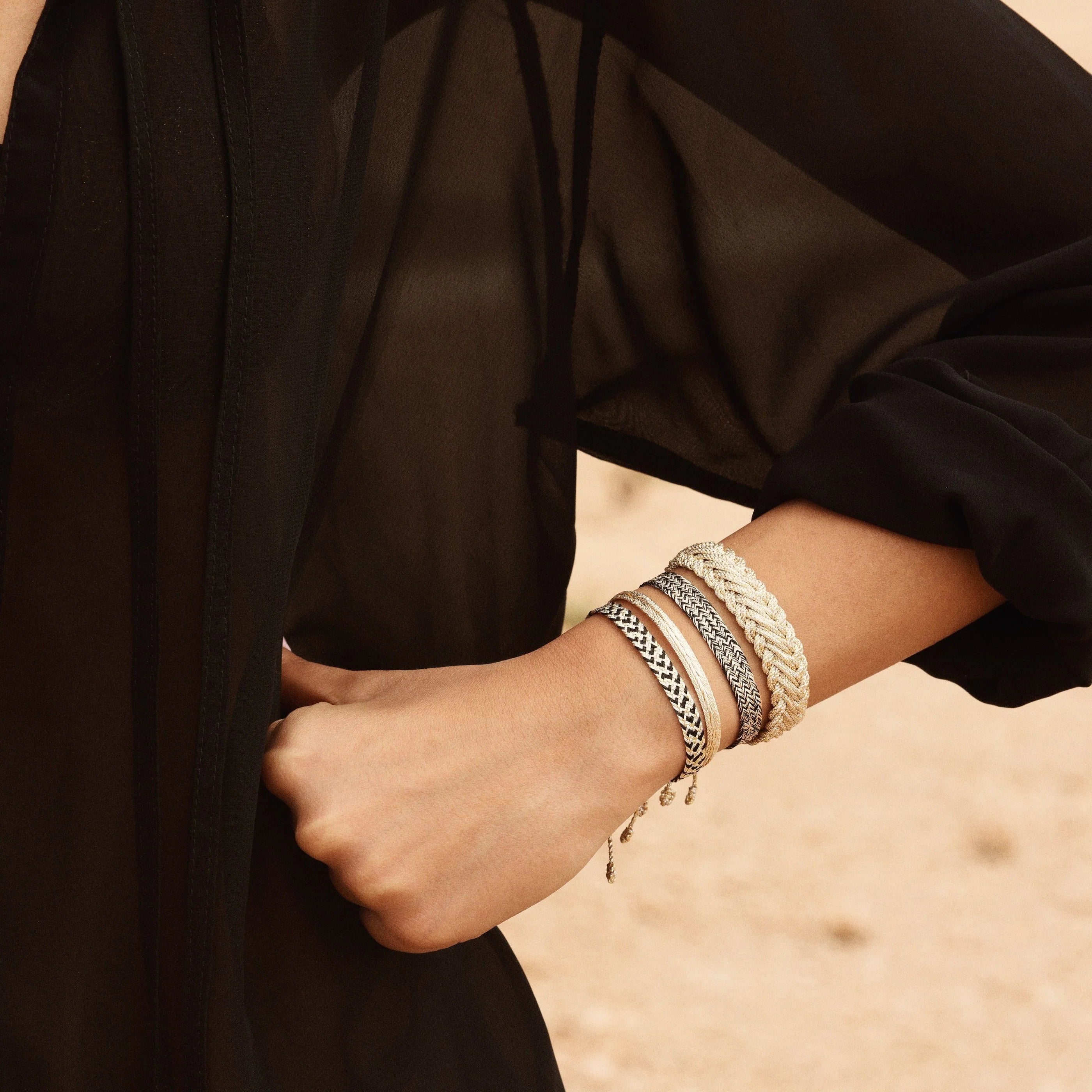 ANIA N°1 BRACELET IN PEACH & SILVER EBONY