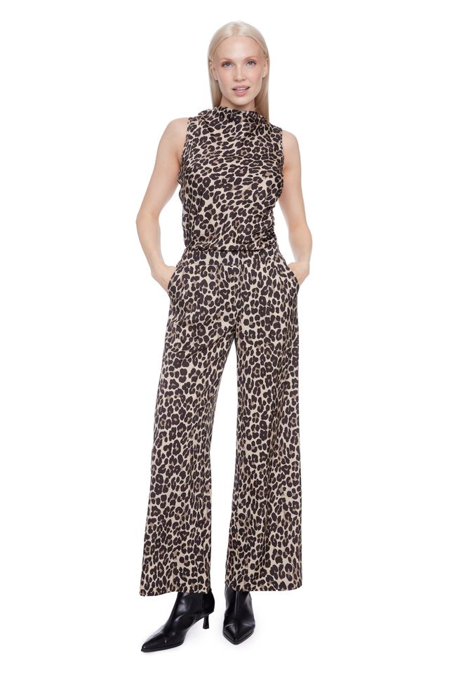 Fiona Animal Print Satin Pant