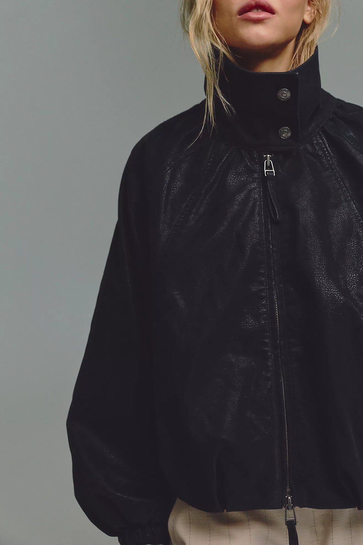 Chelsea Vegan Suede  Funnel Neck Jacket