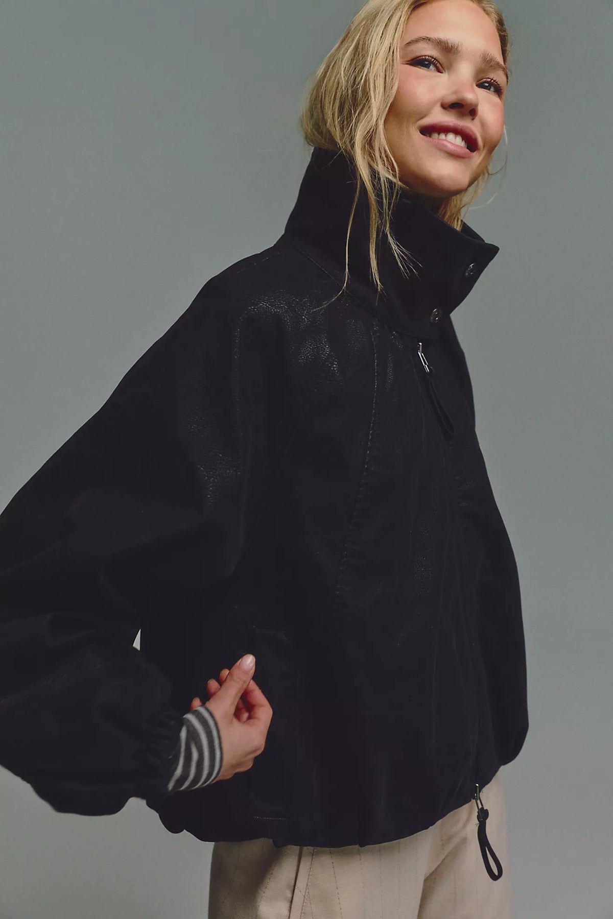 Chelsea Vegan Suede  Funnel Neck Jacket