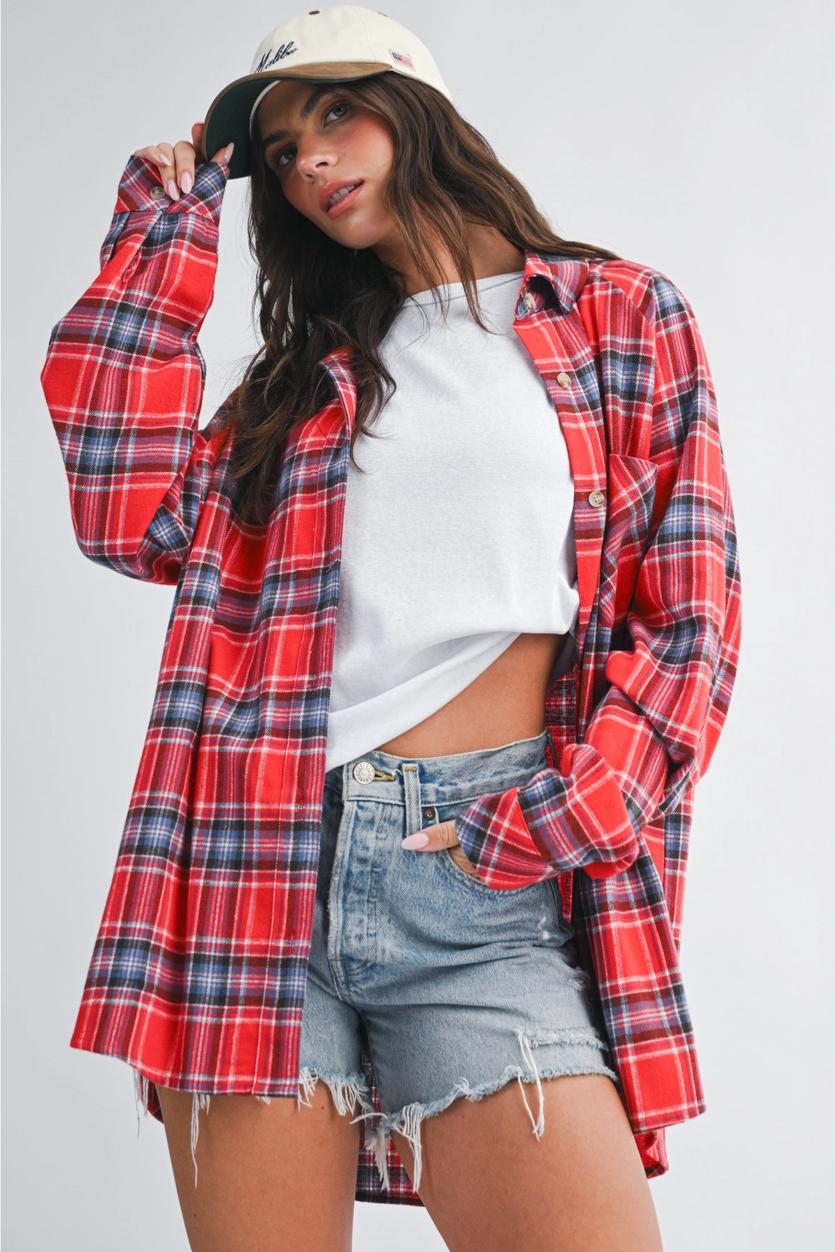 Oversized Plaid Button Down Shirt