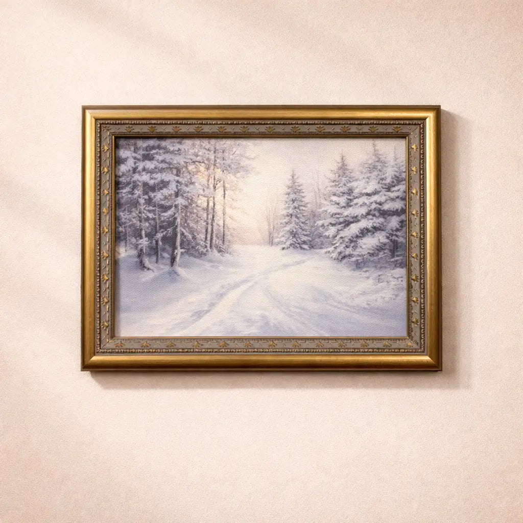 Frozen Woodland Antiqued Framed Print