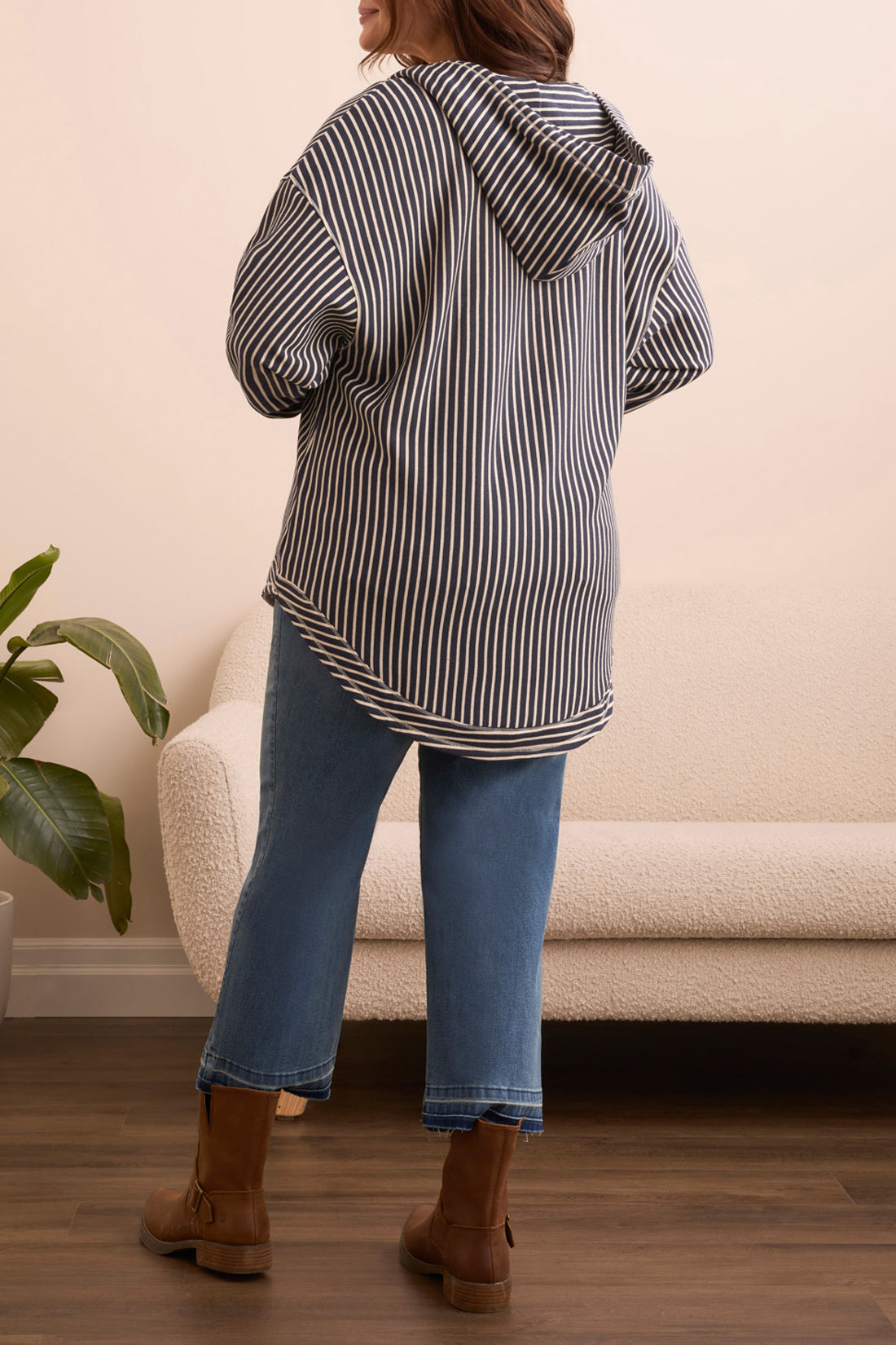 Striped Hooded Top