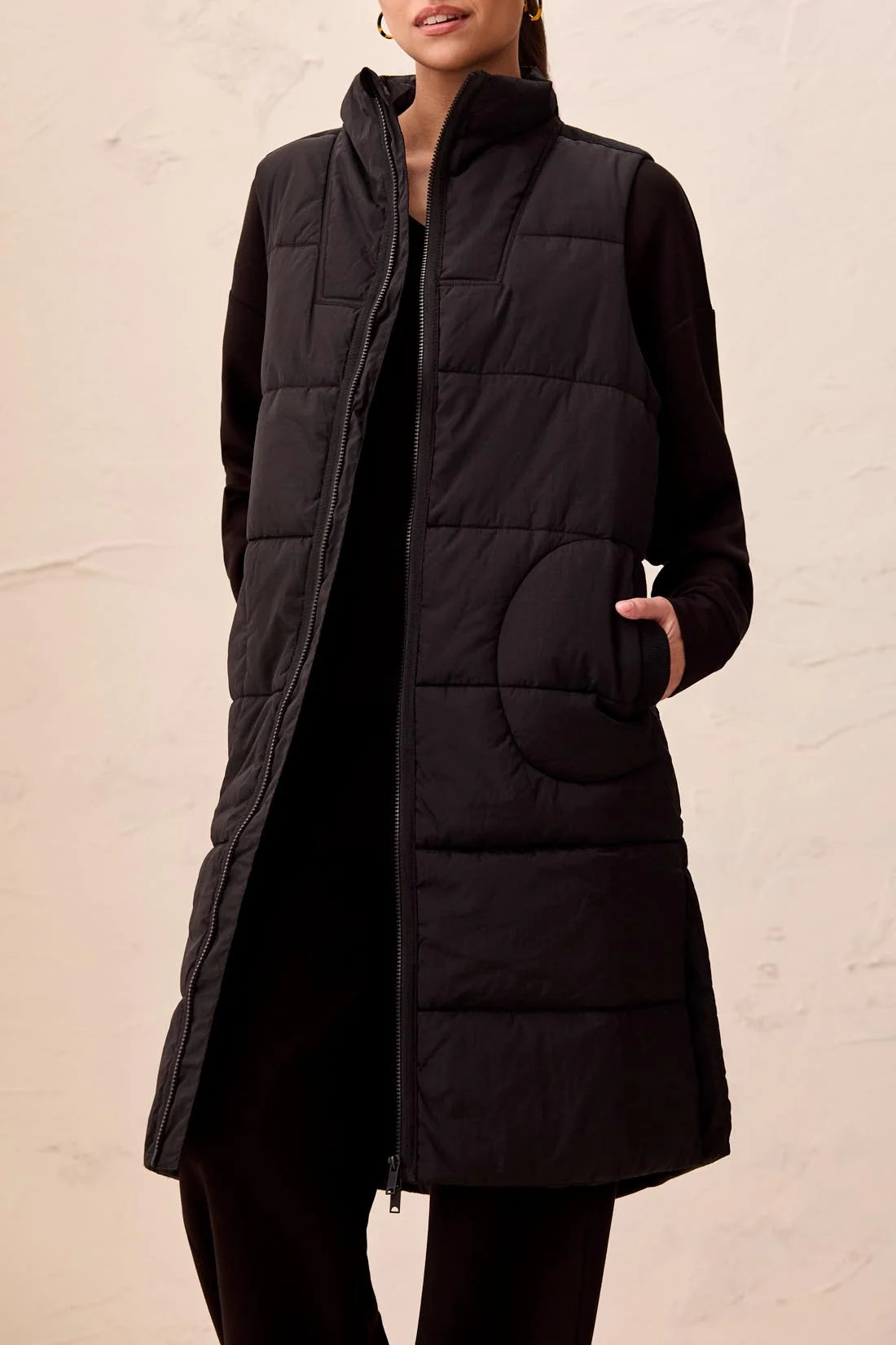 Long Zip Front Quilted Vest