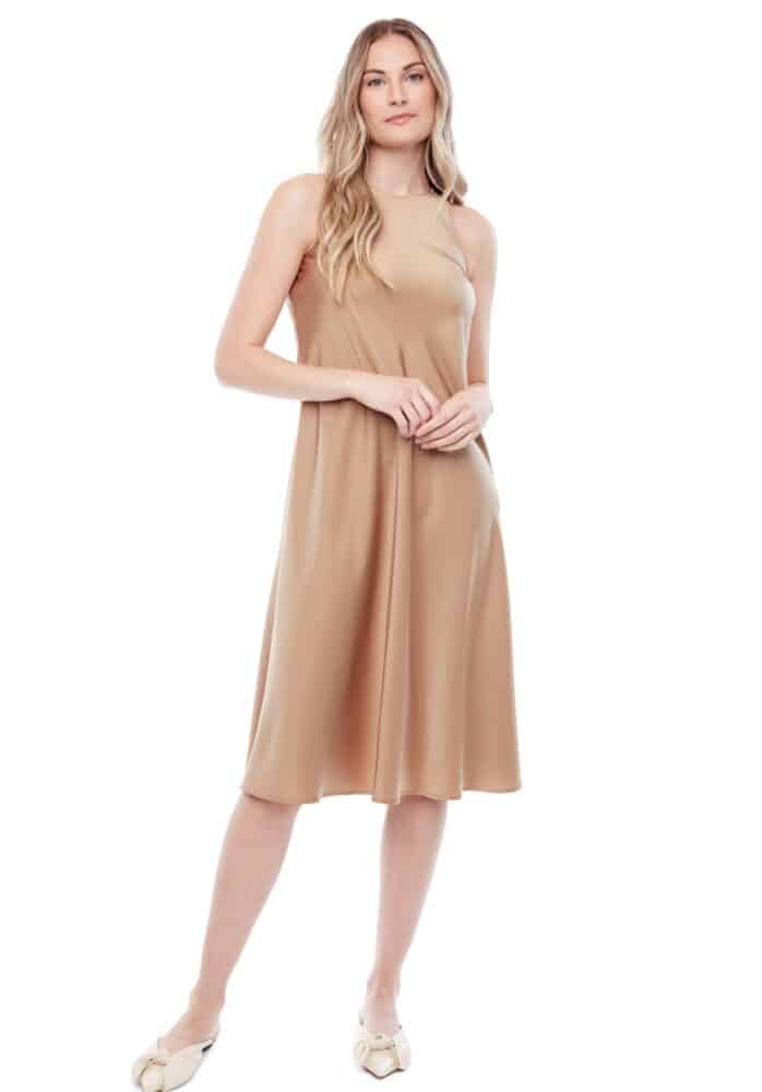 Belize Satin Sleeveless Midi Dress