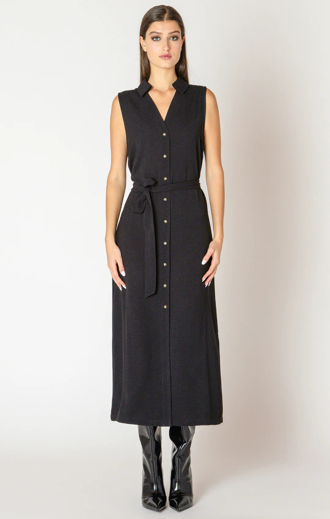 Sleeveless Belted Shirt Dress