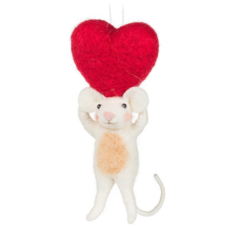 Mouse with Big Heart Ornament