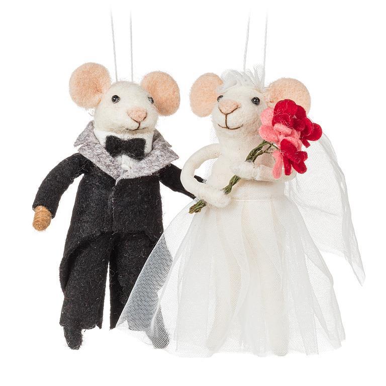 Bride & Groom Mouse Ornament