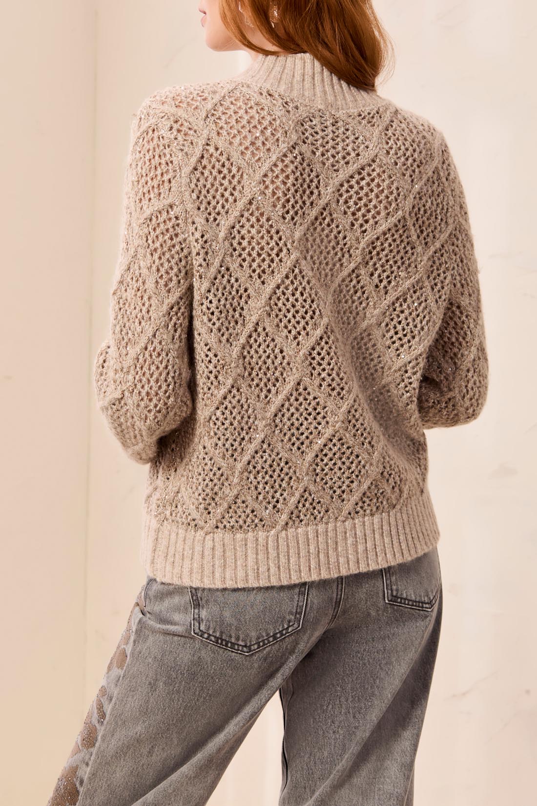 Mock Neck Sparkle Cardigan Sweater