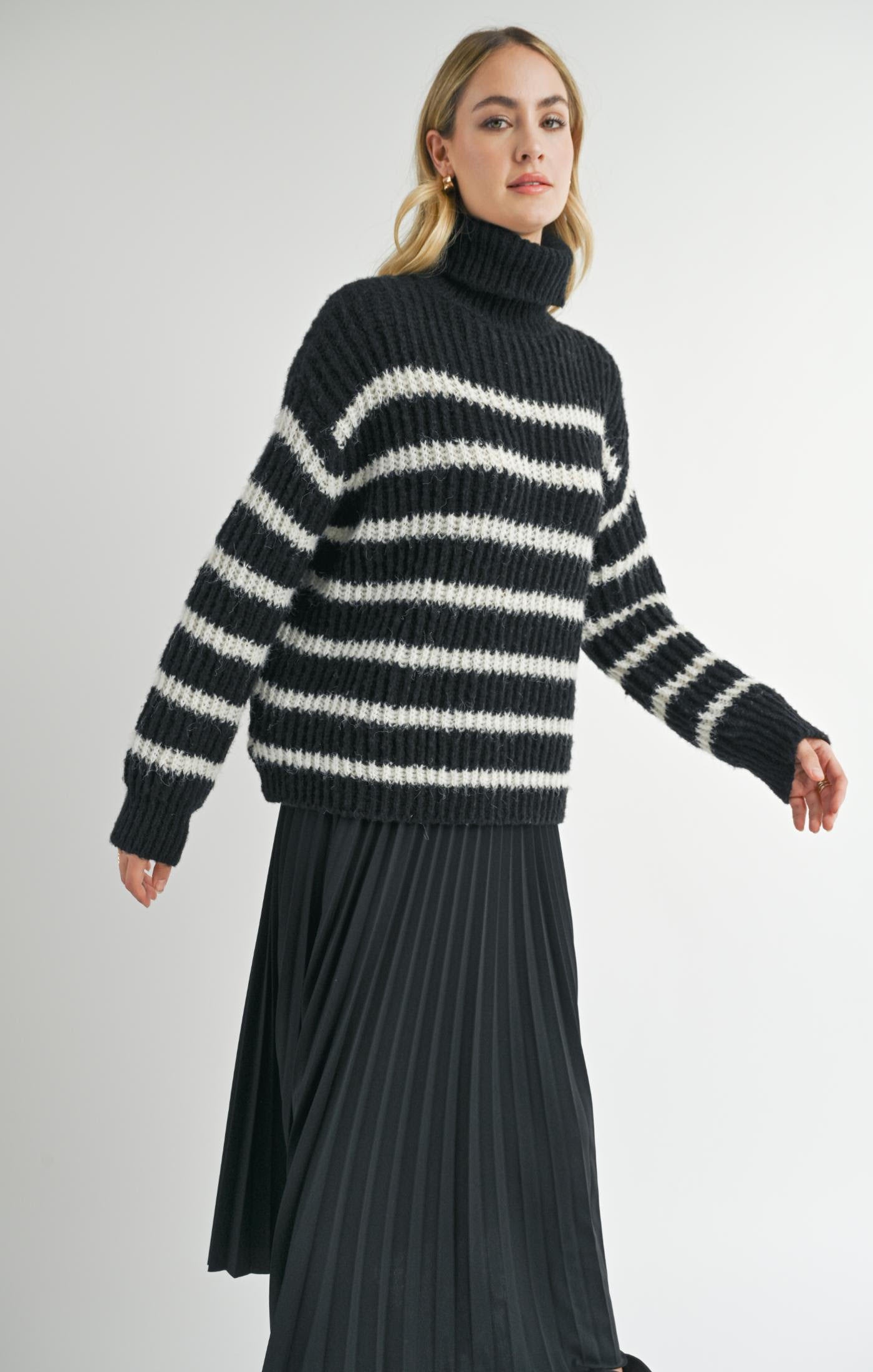 Sadie & Sage Aki Turtleneck Striped Sweater