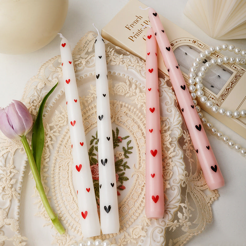 French Printed Heart Candles