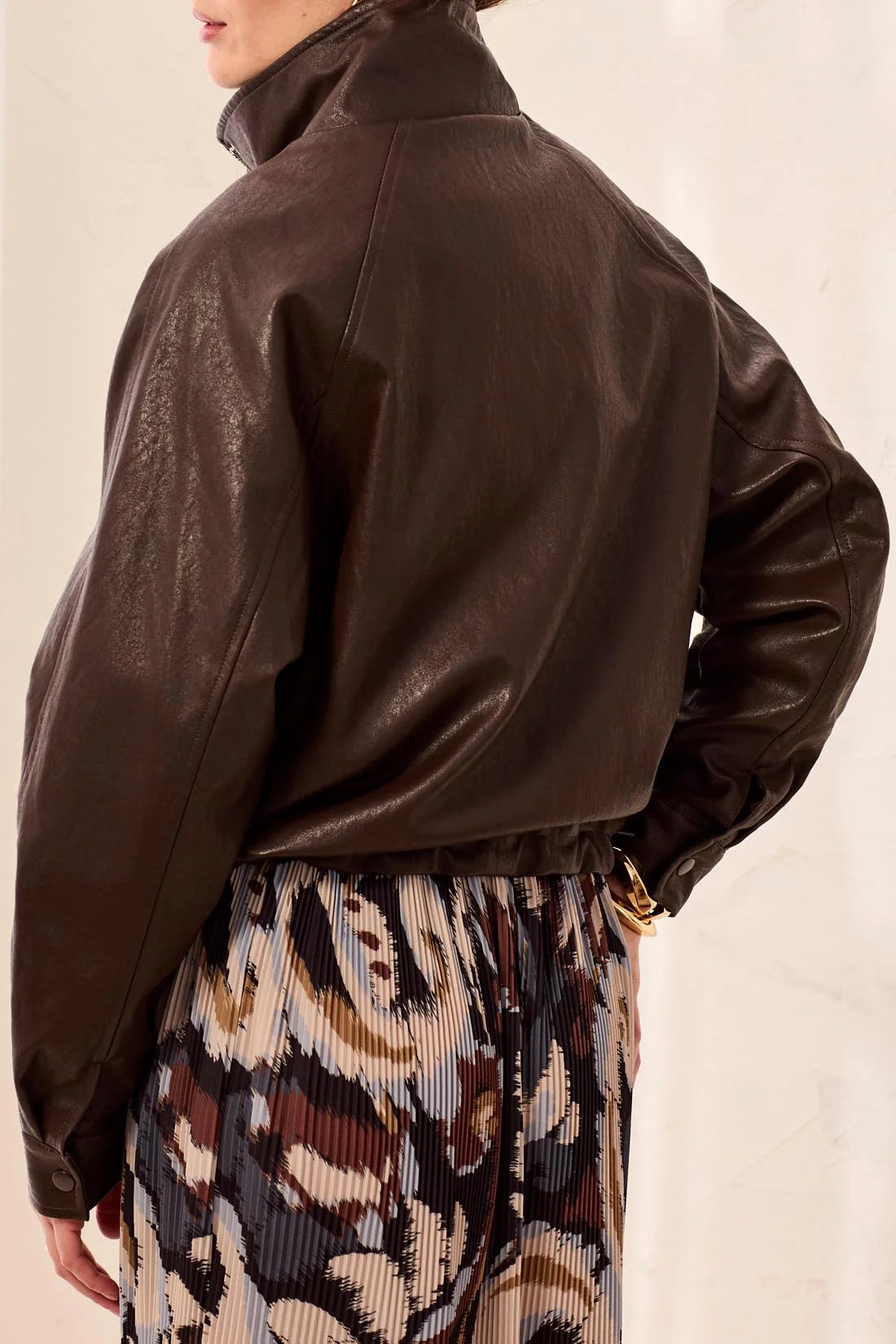Relaxed Mock Neck Jacket Adj Hem