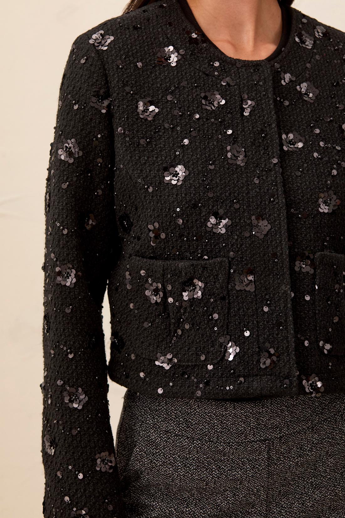 Fancy Embellished Tweed Jacket