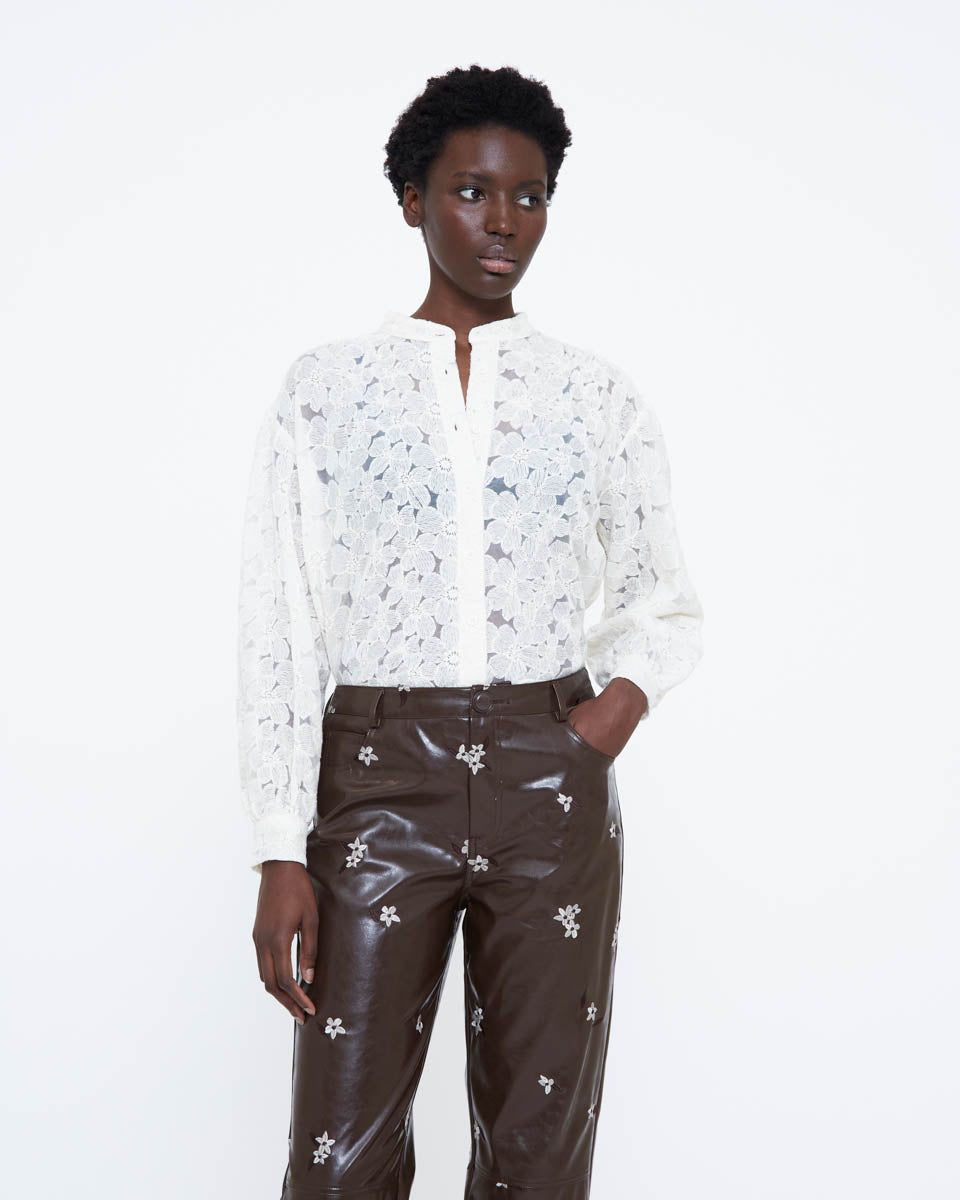 Daisy Lace Button Up Top